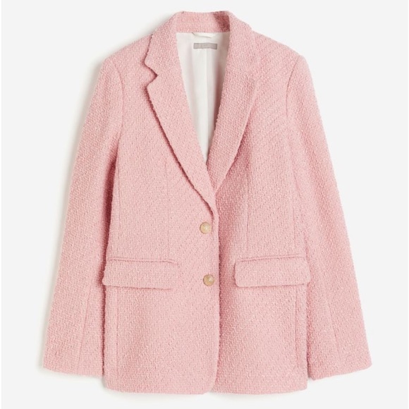 SOLD OUT H&M PINK TWEED BARBIE BLAZER GOLD BUTTONS SIZE XS NWT - Picture 1 of 10